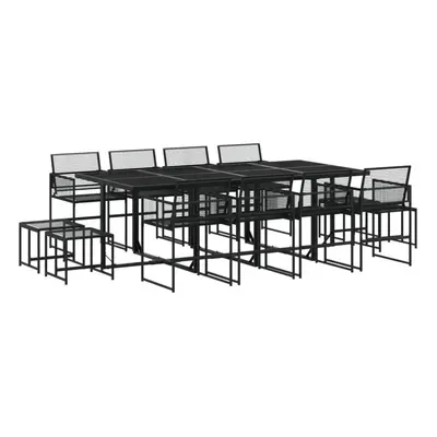 vidaXL Garden Dining Set Piece Outdoor Table and Chair Black Poly Rattan