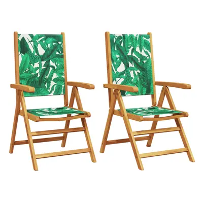 (leaf pattern, pcs) vidaXL Reclining Garden Chairs Outdoor Chairs Armchair Fabric & Solid Wood