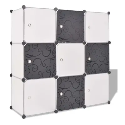 vidaXL Storage Cube Organiser with Compartments Black and White Shoe Rack