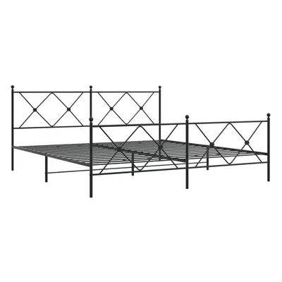 (black, 183x213 cm/with headboard & footboard) vidaXL Metal Bed Frame with Headboard and Footboa