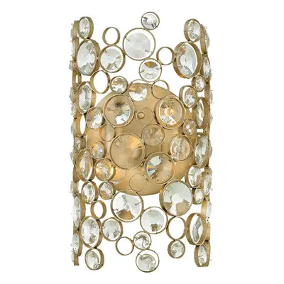 Wall Light Connected Circles Faceted Crystals Metal Ring Silver Leaf LED E14 60W