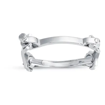 Jewelco London Kids Rhodium Plated Sterling Silver Spanner & Socket Baby Bangle Bracelet 4mm - A