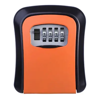 (Orange) Aluminum Alloy Password Box Wall Mounted Key Lock Box Digit Code Combination Key Storag