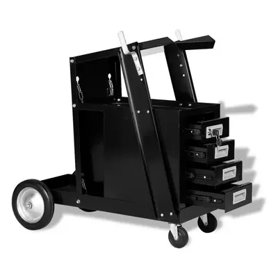 vidaXL Welding Cart with Drawers Black