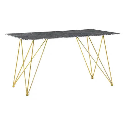 Dining Table KENTON Marble Effect Black