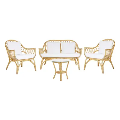 Sofa Set with Table SIBARI Rattan Natural