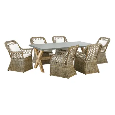 6 Seater Rattan Garden Dining Set Natural MAROS/OLBIA