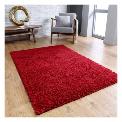 (Red, x cm) Non Slip Plain Shaggy Rugs Hallway Runners Thick 4.5cm Shag Pile Small Large Area Ru