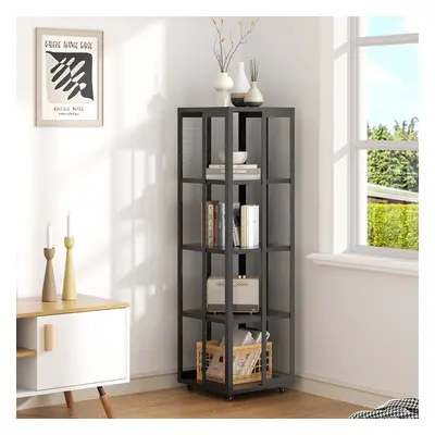 Black Steel 4-Tier Bookcase Files Storage Rack