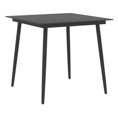 vidaXL Garden Dining Table Black 80x80x74 cm Steel and Glass Outdoor Table