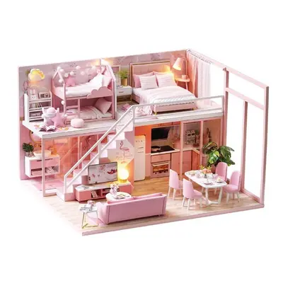 DIY Cabin Meet the Little Beauty Handmade Loft Simple Apartment Doll House with Dust Cover Music