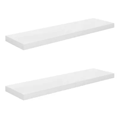 vidaXL 2x Floating Wall Shelves High Gloss White 90x23.5x3.8 cm MDF Display