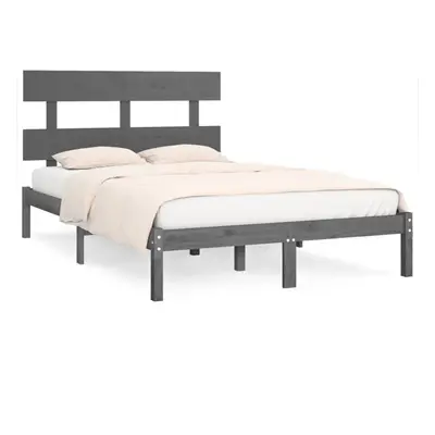 vidaXL Solid Wood Bed Frame Grey 200x200 cm Bedroom Wooden Bedstead Bed Base