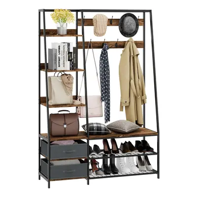 Industrial Coat Rack w/Entryway Bench Hall Tree w/Bench & Shoe Storage