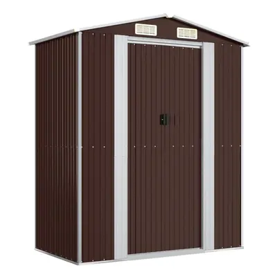 (Dark brown) vidaXL Garden Shed Galvanised Steel Outdoor Tool Storage Patio Lawn Tool Shed