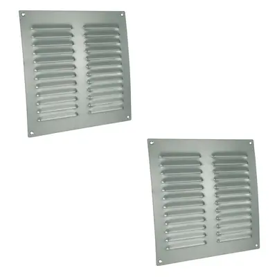 2x x 242mm Hooded Louvre Airflow Vent Satin Chrome Internal Door Plate