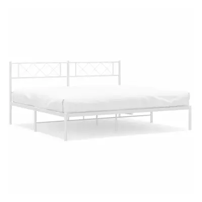 (white, x cm/with headboard) vidaXL Metal Bed Frame Bedroom Platform Bed Base Bedstead Mattress 