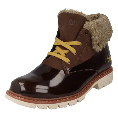 (UK 3, Chocolate (Brown)) Ladies Caterpillar Ankle Boots Hub Fur