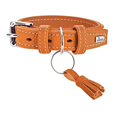 Cannes Dog Collar Leather Nappa Leather Soft Elegant Elegant (XS-S), Orange