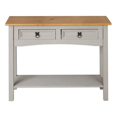 Corona Console Table Grey Drawer Hall Mexican Solid Pine