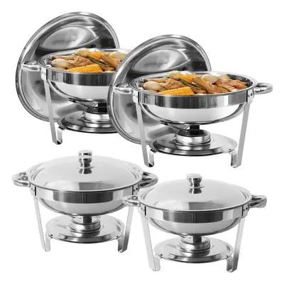 (4 pack, QT/3.5L) Round Chafing Dish Buffet Server Stainless Steel