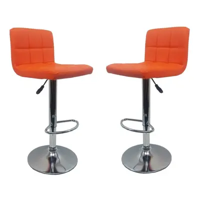 Set of Orange "Modena" Faux Leather Bar Stools, Stools