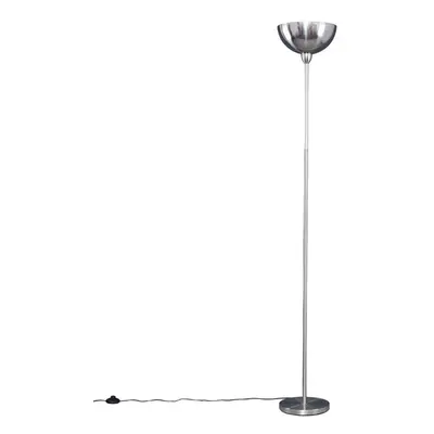 Modern Brushed Chrome Uplighter Floor Lamp with a Bowl Shaped Shade - Complete with a 6w LED GLS