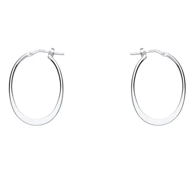 Jewelco London Ladies Sterling Silver Graduated Flat Hoop Earrings 20mm x 25mm - ER97