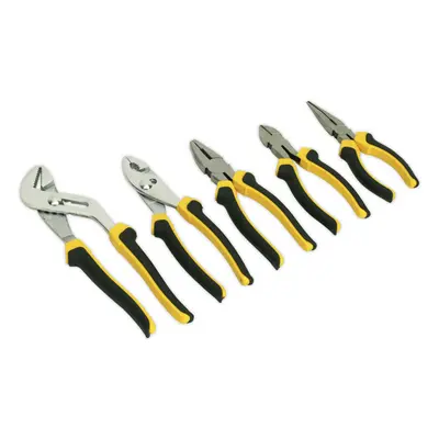 5 Piece Pliers Set - Hardened Steel Components - Oversized Comfort Grip