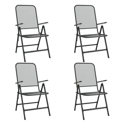 (4) vidaXL 2/4x Folding Garden Chairs Expanded Metal Mesh Anthracite Patio Seat