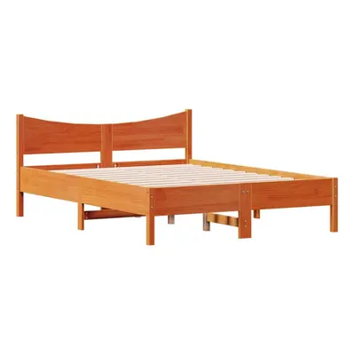 vidaXL Bed Frame Bed Base Bedstead Wax Brown 135x190 cm Double Solid Wood Pine