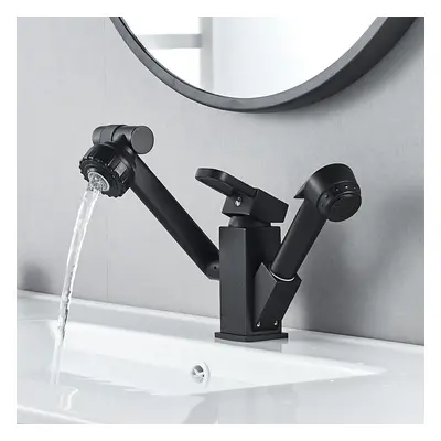 (Short Type) Bathroom Faucet Pull-Out Sink Adjustable and Rotatable with Sprayer Two Flow Modes 