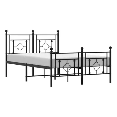 (black, x cm/with headboard & footboard) vidaXL Metal Bed Frame Home Bedroom Bed Base Mattress F