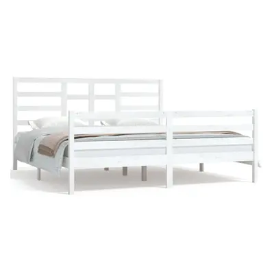 (white, x cm) vidaXL Bed Frame Bed Base Bedstead Bedroom Mattress Foundation Solid Wood