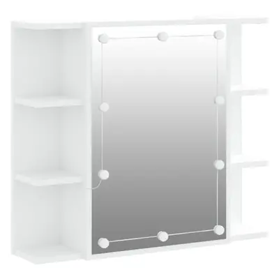 (White) vidaXL Mirror Cabinet with LED Washroom Storage Cabinet Bathroom Vanity Unit