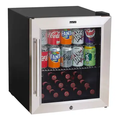 Baridi 50L Drinks & Wine Mini Cooler Fridge with LED Light, Stainless Steel - DH75