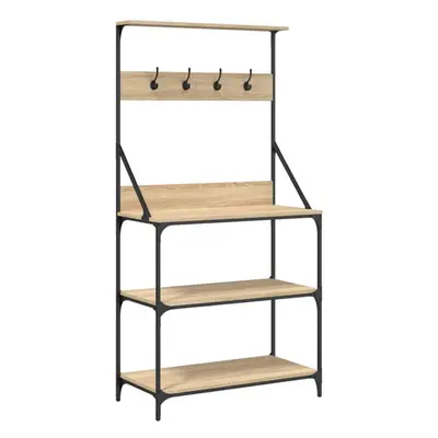 (sonoma oak) vidaXL Baker's Rack with Hooks 4-Tier Kitchen Microwave Stand Engineered Wood