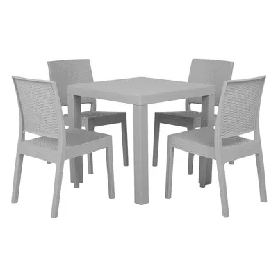 4 Seater Garden Dining Set Light Grey FOSSANO