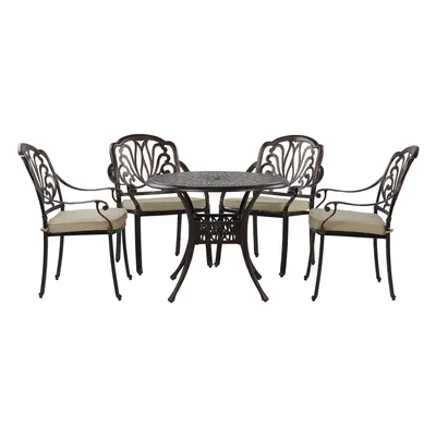 4 Seater Metal Garden Dining Set Brown ANCONA