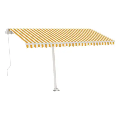 vidaXL Manual Retractable Awning with LED 400x300 cm Yellow and White Shelter