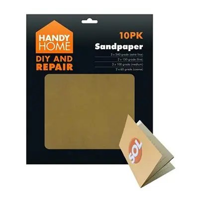 10 Sheet Assorted Sandpaper | Perfect for Woodworks, Metal Sanding, Furniture Finishing and Auto