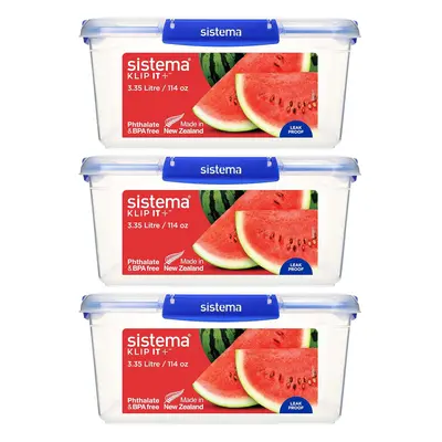 (3.35L Pack) SISTEMA KLIP IT PLUS Food Storage Containers Leak-Proof Stackable/Airtight BPA-Free