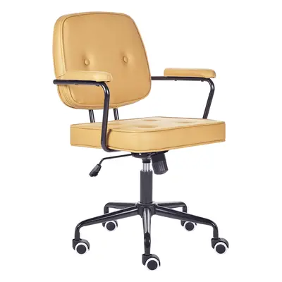 Desk Chair Faux Leather Yellow PAWNEE