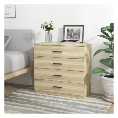 (Oak Carcass with Oak Drawers, 4) URBNLIVING Drawer Wooden Bedroom Chest Cabinet