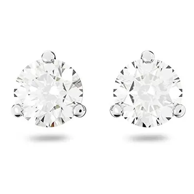 Swarovski Solitaire stud earrings, Round cut, White, Rhodium plated