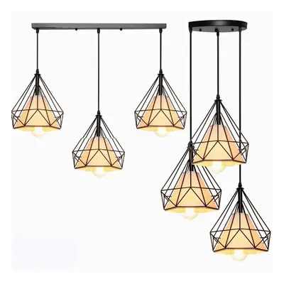 (Long Ceiling Plate) Black Pendant Lighting 3-Light Industrial Modern Hanging Lighting Fixtures 