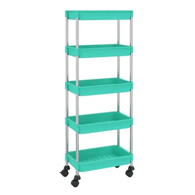 vidaXL 5-Tier Kitchen Trolley Turquoise Iron and ABS Bathroom Serving Kart