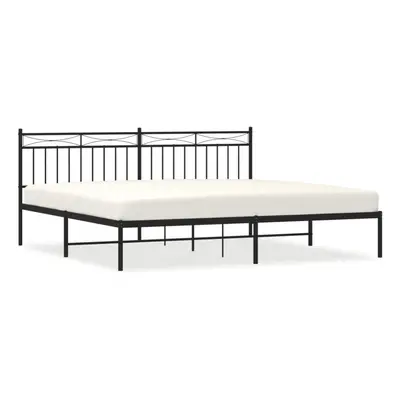 (black, 193x203 cm/with headboard) vidaXL Metal Bed Frame Home Bedroom Bed Base Mattress Foundat