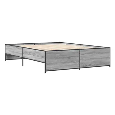 (grey sonoma, x cm) vidaXL Bed Frame Bed Base Bedstead Black 120x200 cm Engineered Wood and Meta