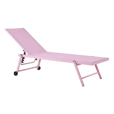 Aluminium Reclining Sun Lounger Pink PORTOFINO